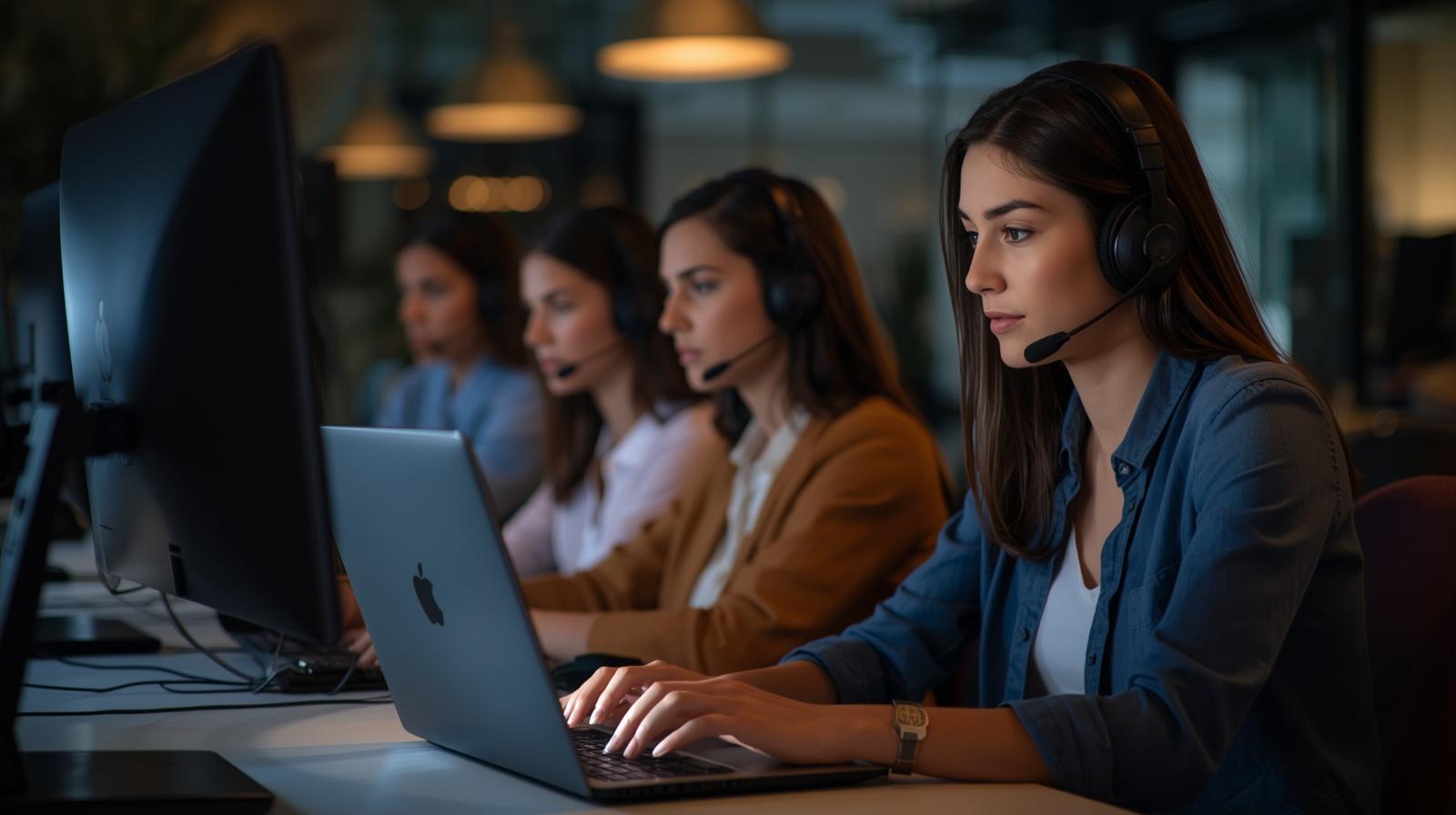 Business team using cloud-based VoIP communication system in the UK