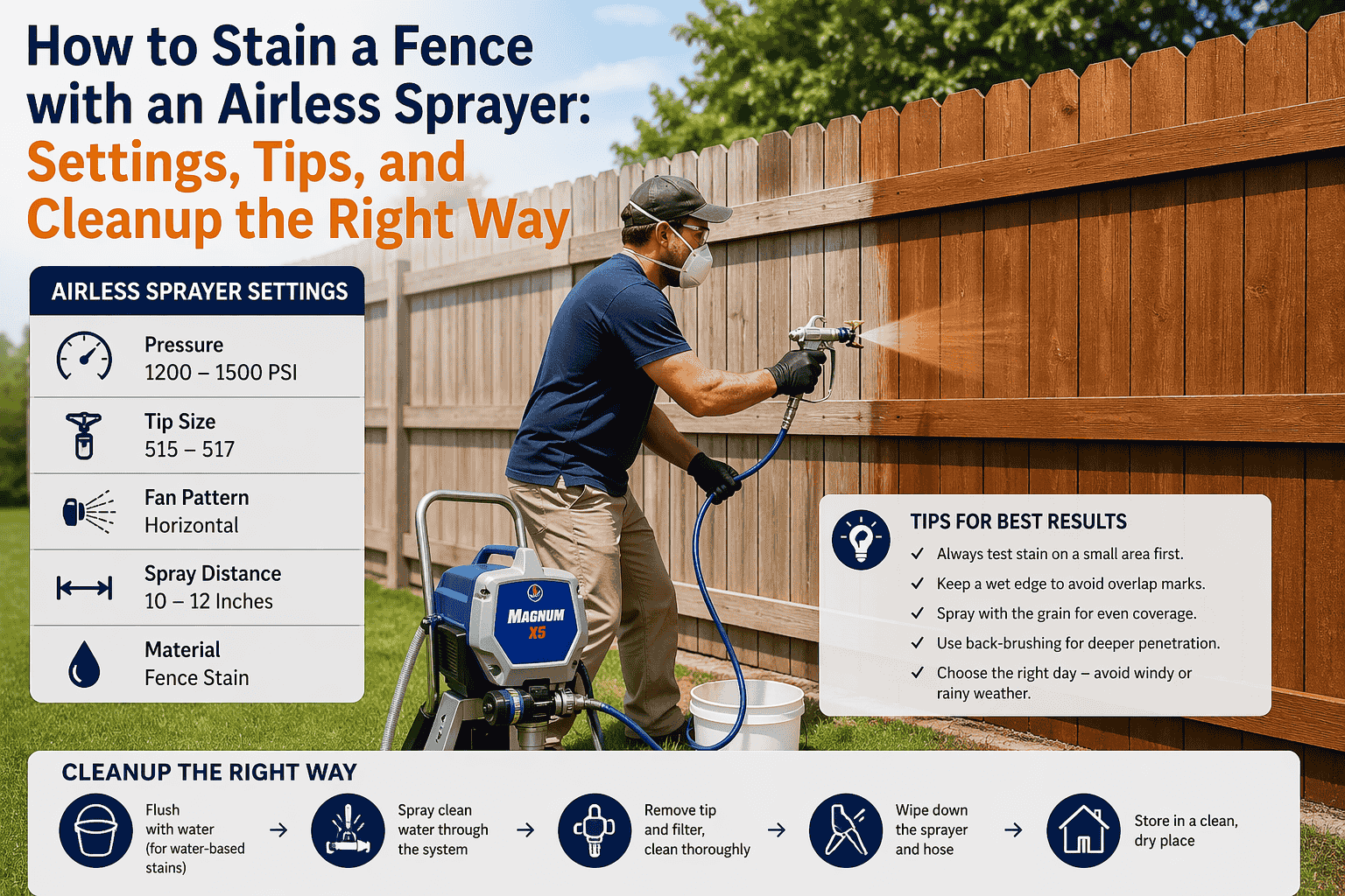 How to Stain a Fence with an Airless Sprayer: Settings, Tips, and Cleanup the Right Way