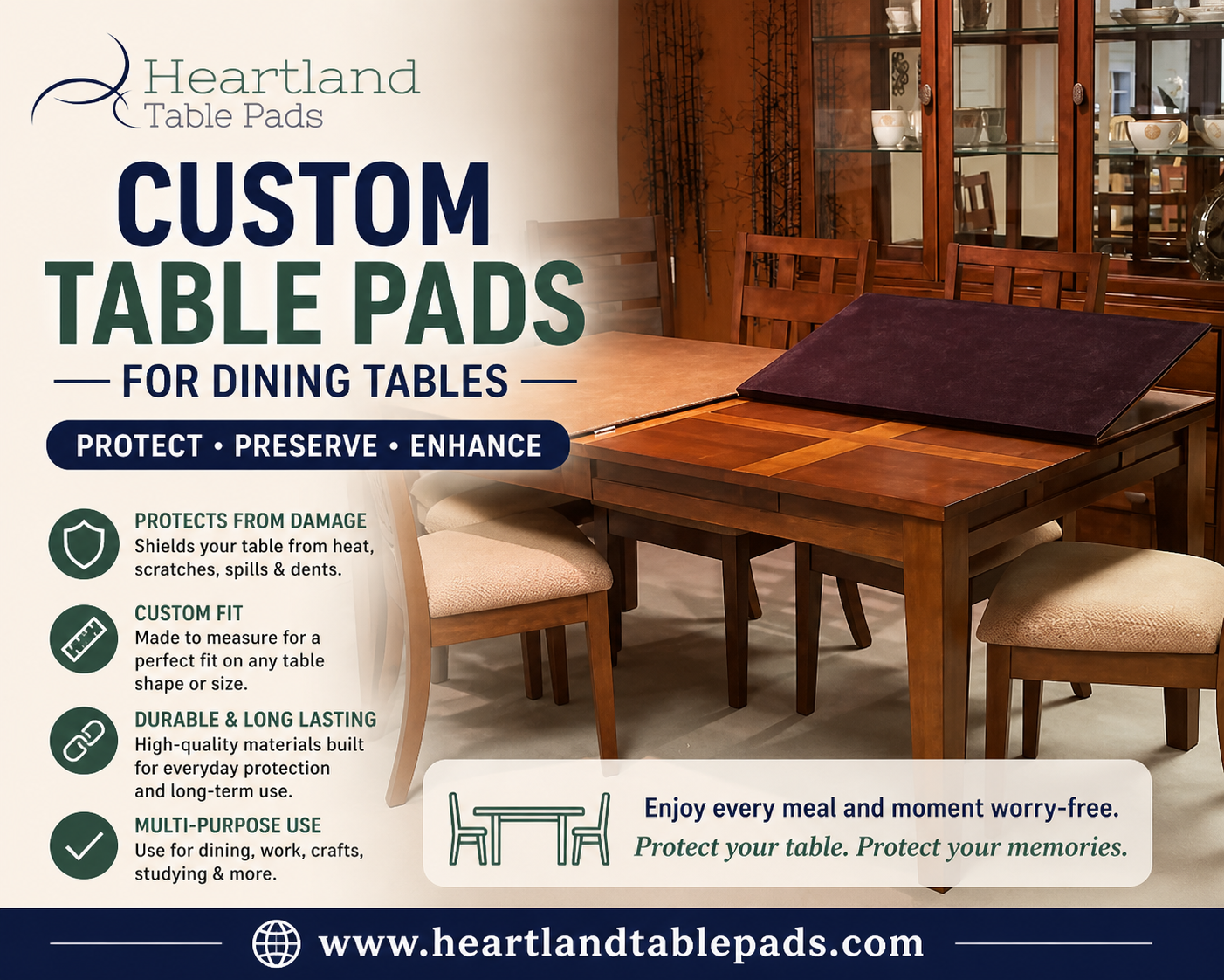 custom table pads for dining room tables